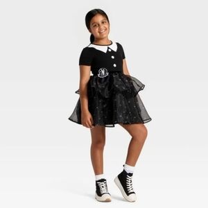 Wednesday Series Girls' Wednesday Addams Tulle Character Dress Size XS 4/5